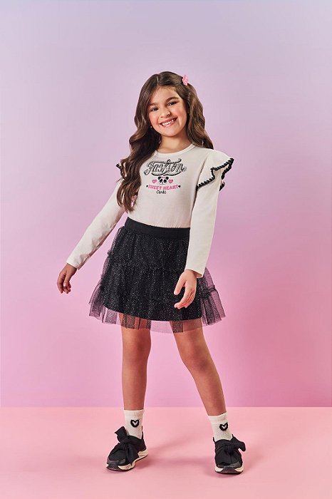 Conjunto Infantil Cinti - Saia Tule Com Glitter