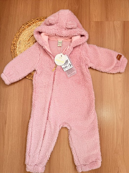 Macacão em fleece Rosa com capuz - Animê