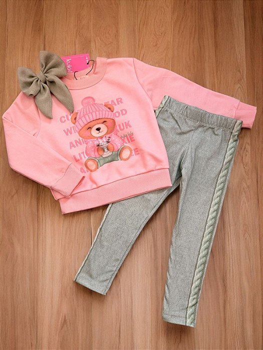 Conjunto em moletom  e Calça Legging térmica - Kukiê