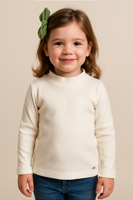 Blusa Infantil Kukiê Inverno Manga Longa - canelada Branca