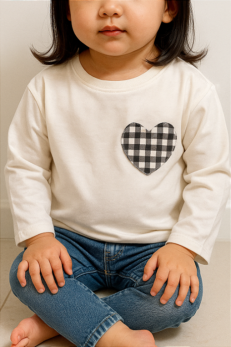 Blusa manga longa ZARA - com bolso coração xadrez