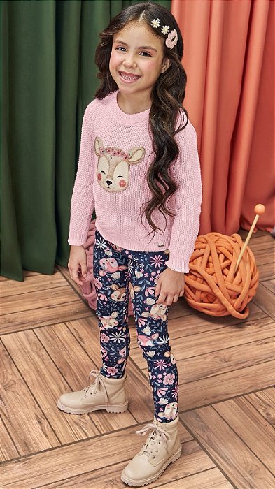 Casaco Infantil Kukiê Inverno Rosa Claro Cervo Tricot