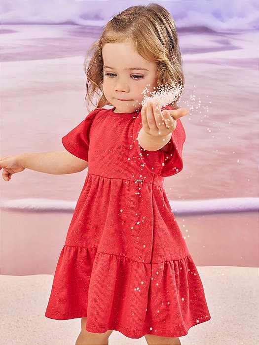 Vestido Infantil Menina Cinti Vermelho com Brilho