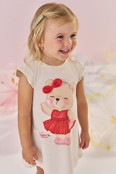 Vestido Bebê Menina em Molecotton Kukiê Ursinha