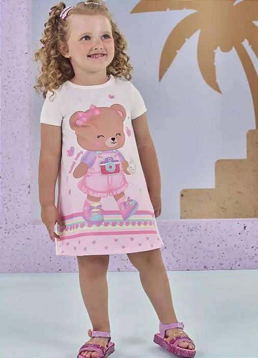 Vestido Kukiê Infantil Menina Ursinha