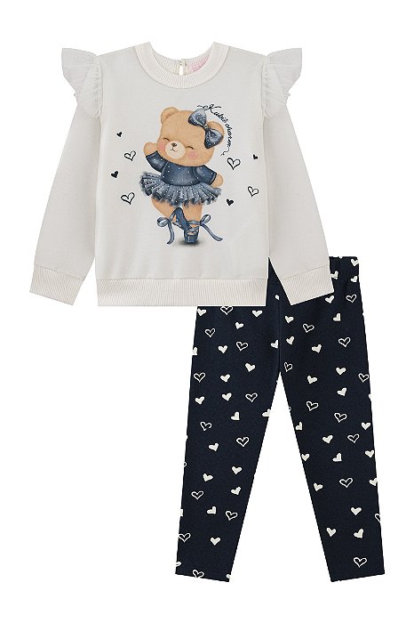 Conjunto de Blusão em Molecotton e Calça Legging - Kukiê Bebê Menina