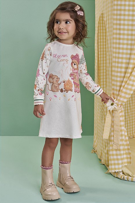 Vestido em Malha Comfy Kukiê Bebê Menina