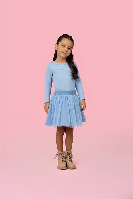 Saia Infantil Mon Sucré Inverno Tule Azul