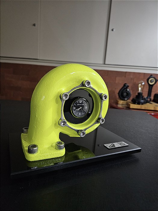 Expositor Turbina com relógio AMG + Base de Vidro 10mm - Amarelo Limão