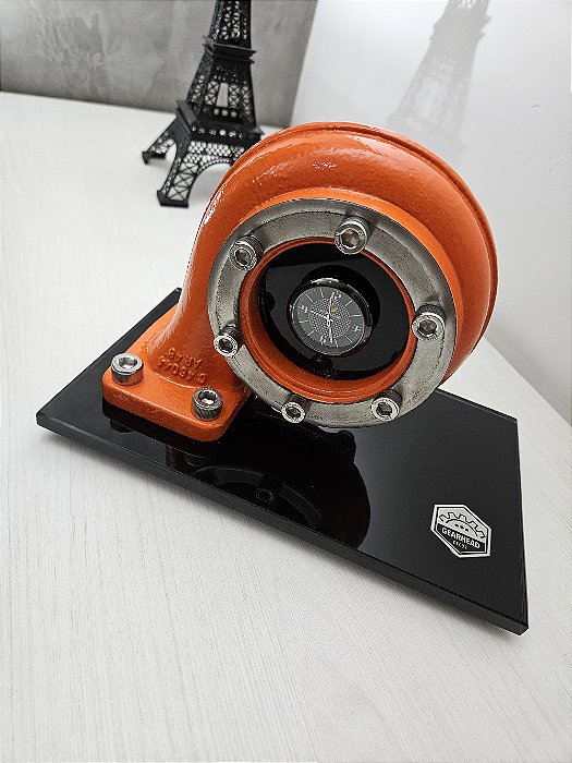 Expositor Turbina com relógio Porsche + Base de Vidro 10mm - Laranja