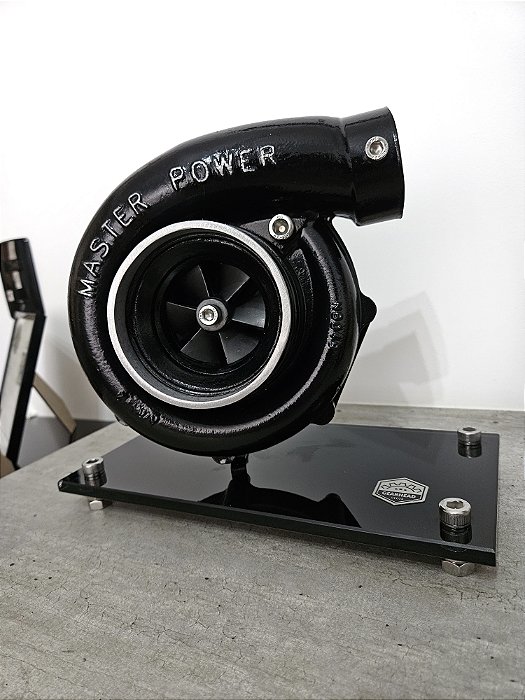 Expositor Turbina Master Power .90 + base de Vidro - Preto Brilho