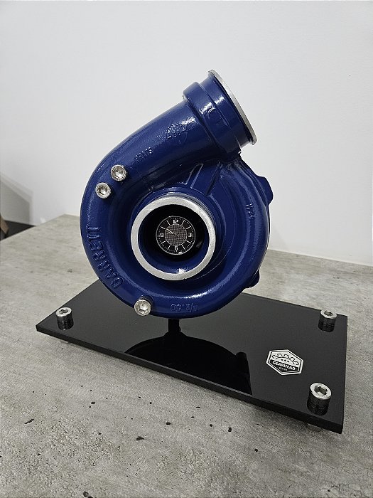 Expositor com Turbina Garrett .50 + Relógio + Base Vidro - Azul