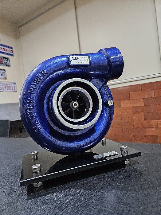 Expositor Turbina Master Power 1.22 + Base de Vidro - Azul