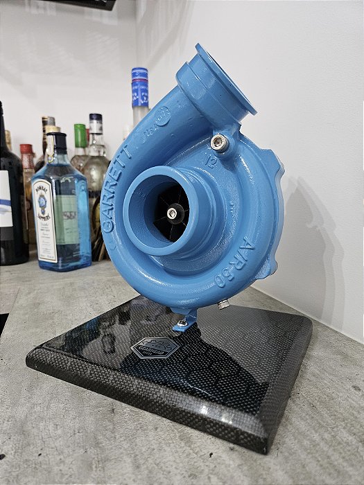 Expositor Turbina Garrett .50 + Base Fibra Carbono - Azul
