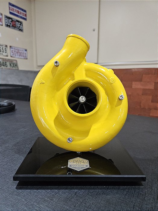 Expositor Turbina CAT .60 + Base de Vidro 10mm - Amarelo