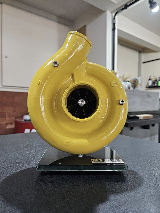 Expositor Turbina CAT .60 + Base de Vidro 10mm - Amarelo