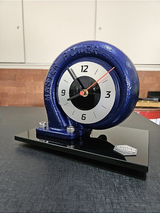 Expositor Turbina Quente com relógio + base de Vidro 10mm - Azul