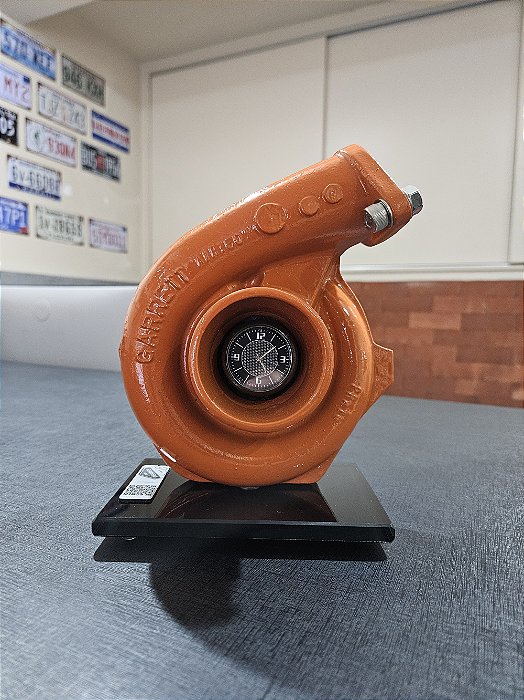 Expositor Turbina Garrett .60 + Relógio +  Base de Vidro - Laranja