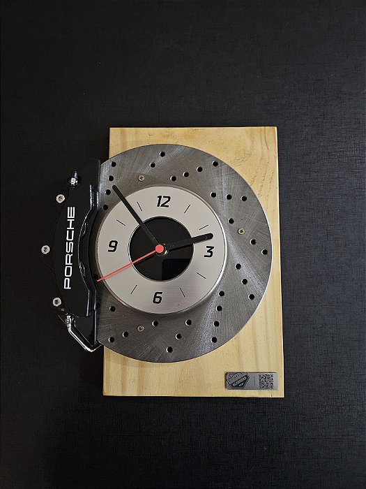 Relógio Parede 3.0 Disco de Freio PERFURADO - Porsche Preto