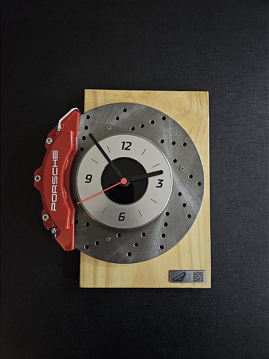 Relógio Parede 3.0 Disco de Freio PERFURADO - Porsche Vermelho