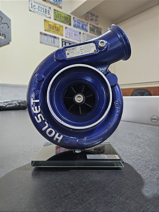 Expositor Turbina Holset .90 + Base de Vidro - Azul