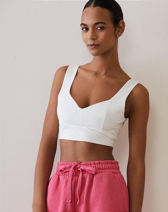 Bra Top Decote Coração com Lastex nas Costas