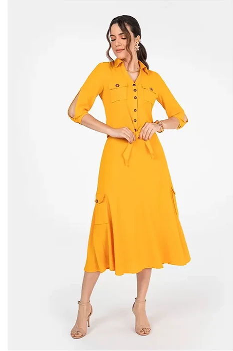 Conjunto De Crepe Com Bolsos Funcionais