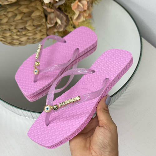 Kit 12 Pares Chinelo Feminino Havaianas Olho Grego Pingente Sandalia de dedo Atacado