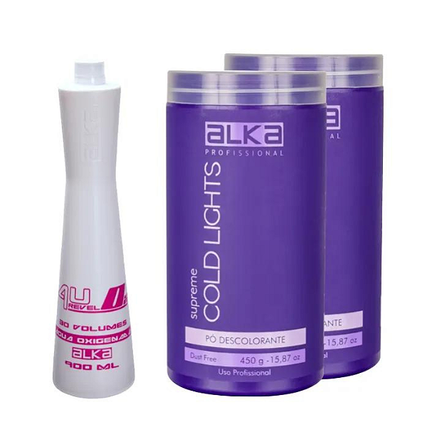 2 Pó Descolorante Supreme Cold Lights 450G + Água Oxigenada 30 Vol. 900ML