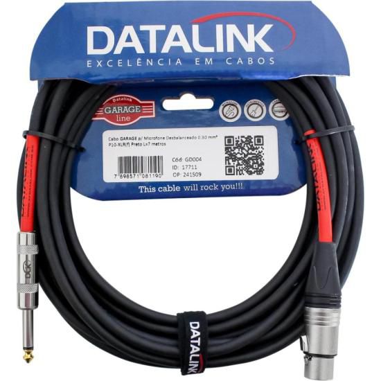 Cabo Para Microfone P10 X Xlr 7m Preto Datalink