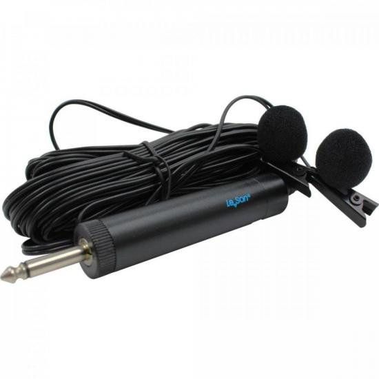 Microfone de Lapela Duplo Leson ML100DR Com Fio Preto