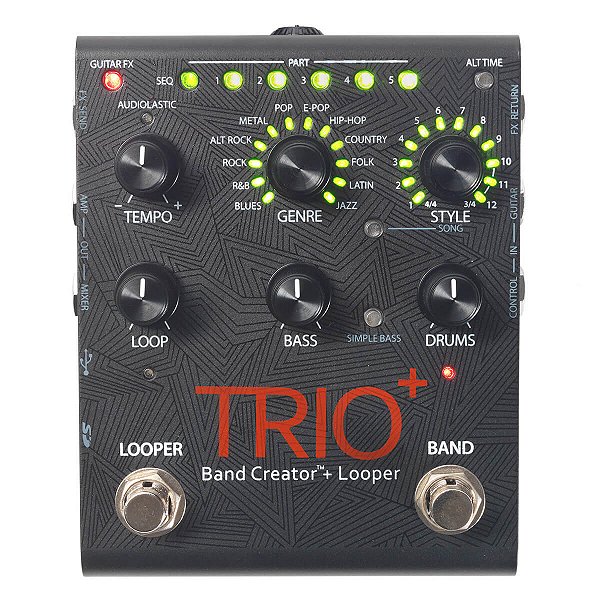 Pedal de Efeito para Guitarra Digitech Trio Plus V-04 (com fonte)