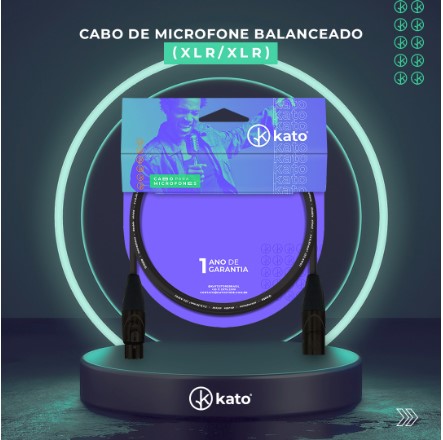 Cabo para Microfone Kato XLR XLR Preto 5 metros