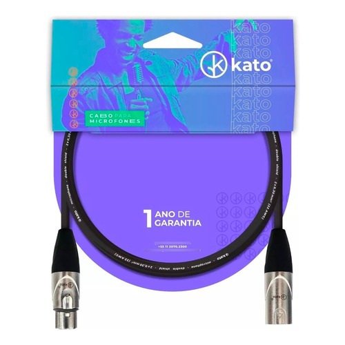 Cabo para Microfone Kato XLR XLR Preto 3 metros
