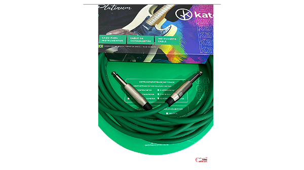 Cabo P10 para Guitarra e Instrumentos Kato P10 (M)/P10(M) Verde 10 metros