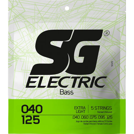 Encordoamento SG 040 para Baixo Níquel 5 Cordas Tensão Extra Leve 0.040 - 0.125