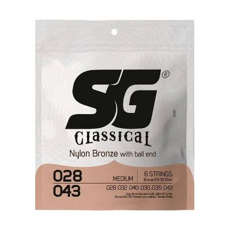 Encordoamento SG para Violão 65/35 Prata Tensão Média com Bolinha 0.028-0.043
