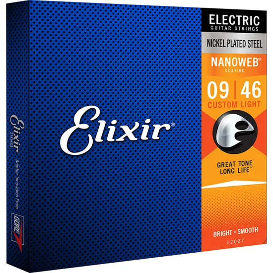Encordoamento Para Guitarra Elixir .009 Nanoweb 12027 Custom Light