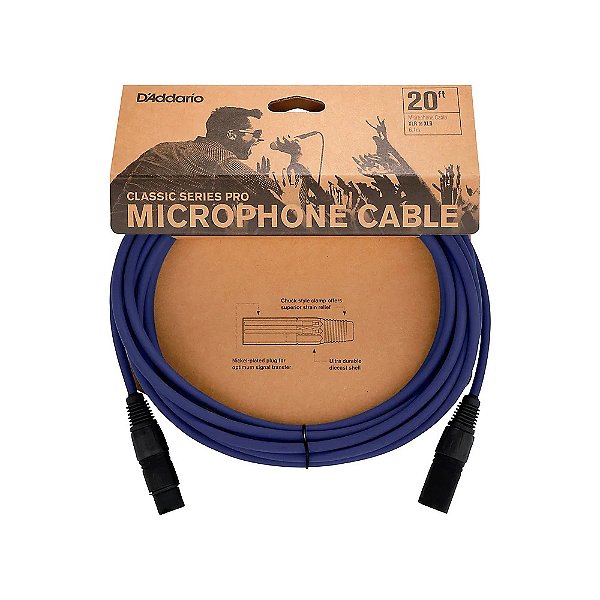 Cabo Microf XLR Azul Escuro Classic DAddario PW-CPMIC-20DBU