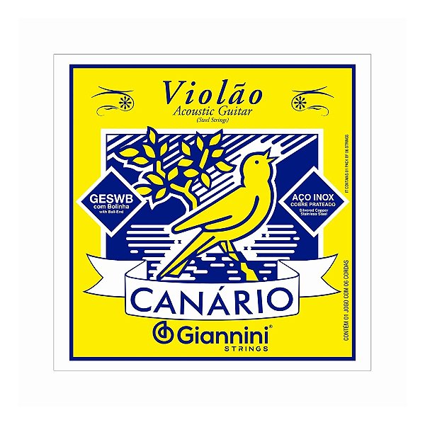 Encordoamento Giannini P/violão Canário Aço C/bolinha Geswb