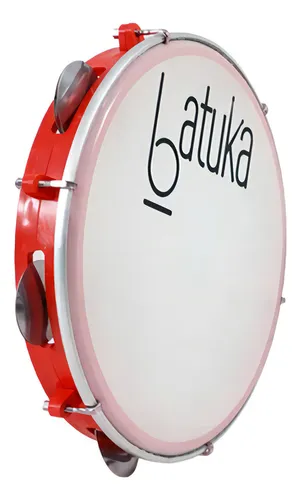 Pandeiro Luen Vermelho 10 Polegadas Pele Leitosa Batuka