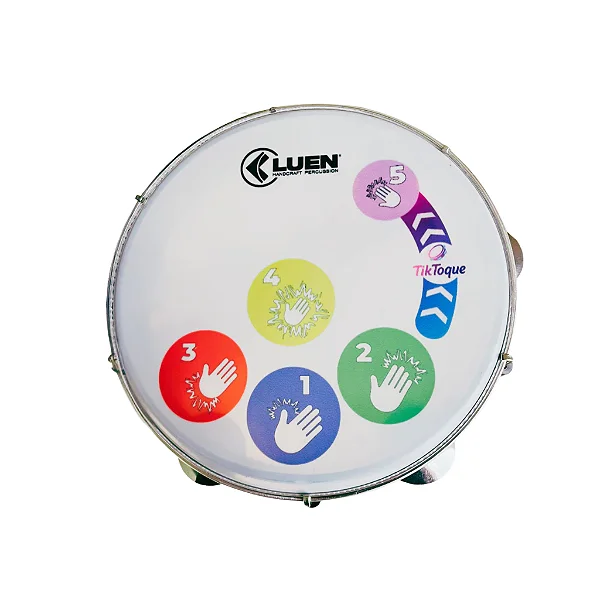 Pandeiro 10" ABS Pele Leitosa Inox 6 Afinações Luen Tiktoque para Iniciantes