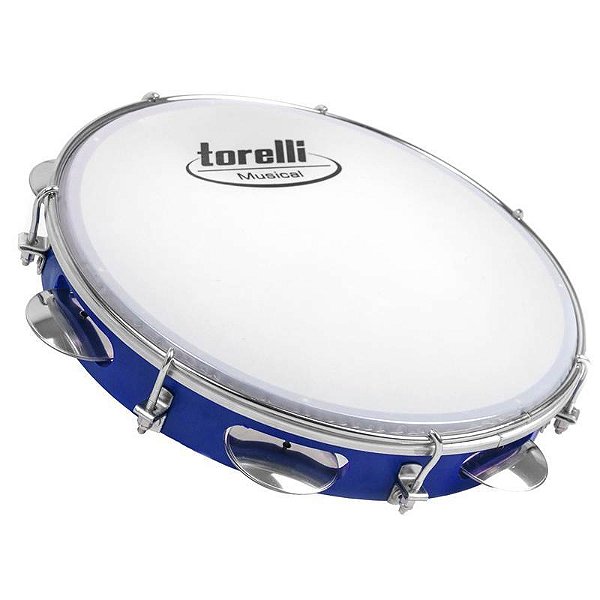 Pandeiro 10' Injetado Azul Pele Leitosa Torelli TP309AZ