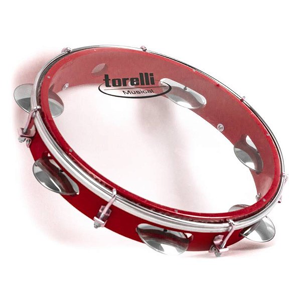 Pandeito Torelli 10" Injetado Pele Nailon Transparente Vermelho