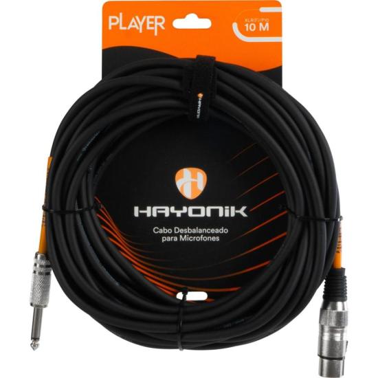 Cabo Para Microfone Hayonik Player XLR Fêmea x P10 10m Preto