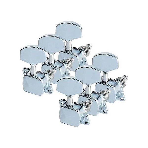 Tarraxa P/guitarra 3 Mais 3 Semi Blindada Cromada Dolphin