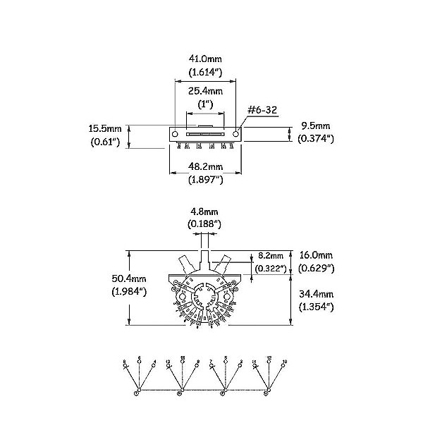 Chave Seletora 3 Posições Knob Branco Spirit UST6-#6-32-WH