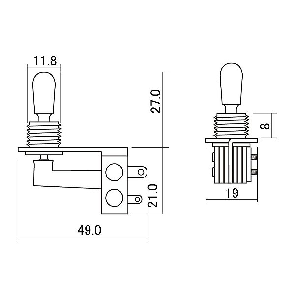 Chave Seletora 3 Posições Les Paul Cromada L Hosco YM-T70R