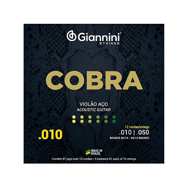 Encordoamento Giannini P/violão Bronze 85/15 Media 12 Cordas Geef12m