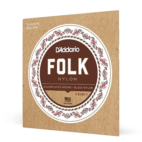 Encordoamento Para Violão Bolinha D Addario Folk Nylon EJ32